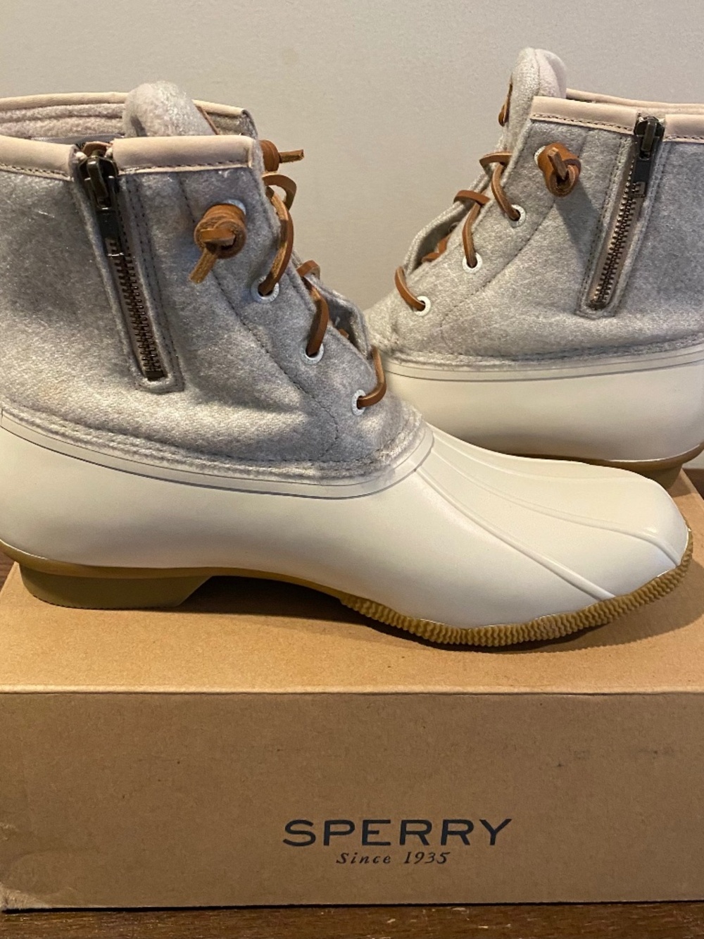 Sperry Saltwater Wool Linen Duck Boots Women’s Sz 11M NWT New In Box